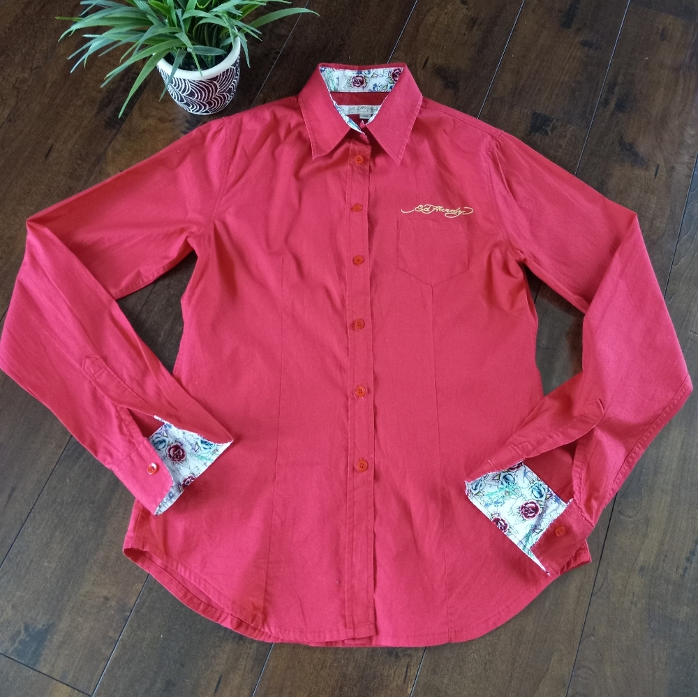 Ed hardy front button shirt size M
